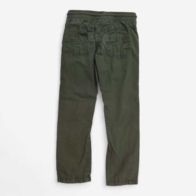 Trousers Kahki Green Pull On with Stitching on leg