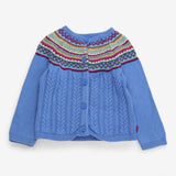 Knit Cardigan Blue with colourful fairisle