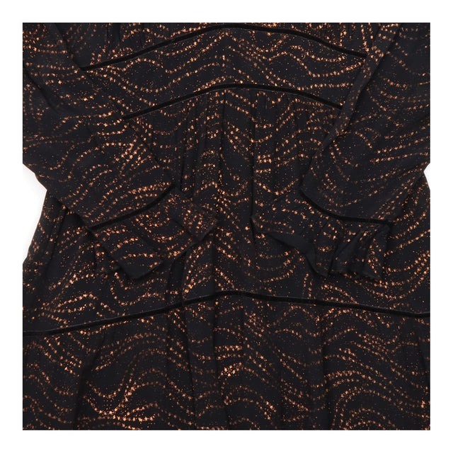 Maxi Dress Black Bronze Metallic Print Tiered