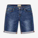 Denim Short Bermuda Rolled Cuff Dark Wash Blue