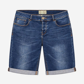 Denim Short Bermuda Rolled Cuff Dark Wash Blue