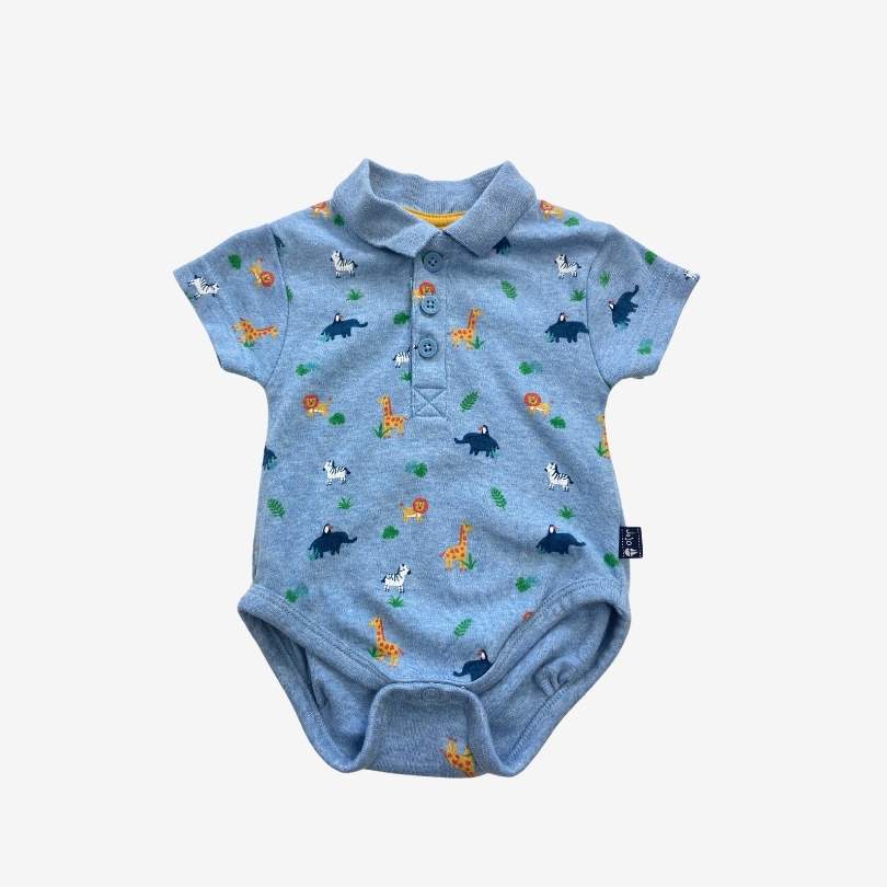 Blue Safari Collared Bodysuit
