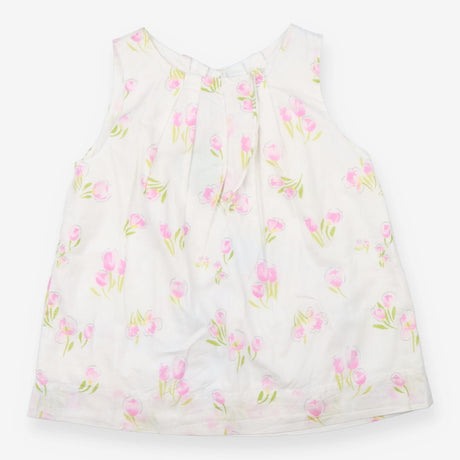 White tunic with pink tulips