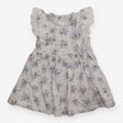 White Dress Blue Flowers with Lace Detail