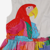 Dress Sleeveless White Parrot