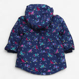 Coat Padded Blue with Rabbits and Hedgehog Print 