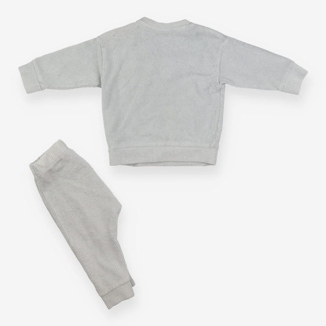 Long Sleeved Top and Joggers Ribbed Blue Grey