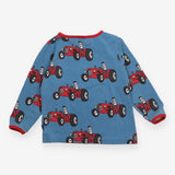 T-Shirt Long Sleeve Blue Red Tractors