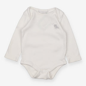 White long sleeve bodysuit with elephants and star