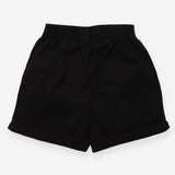 Black denim tie waist shorts