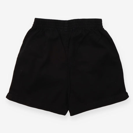 Black denim tie waist shorts