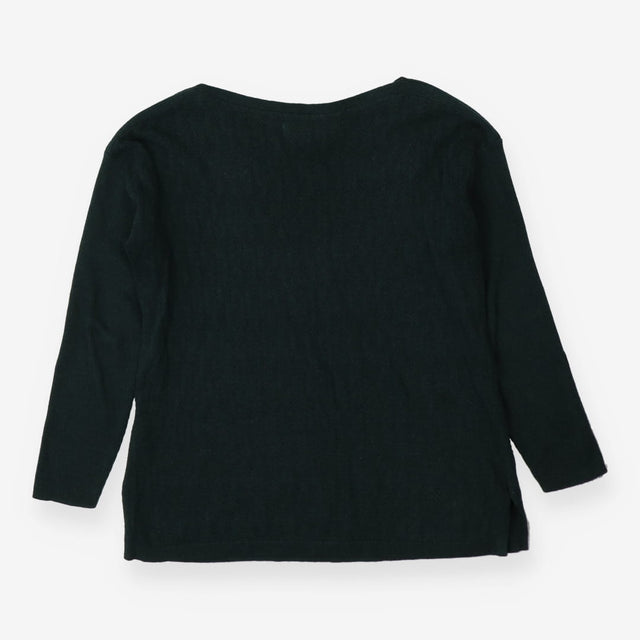 Green Boatneck Chevron Knit Sweater Soft Jumper