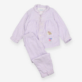 Pyjama Purple and White Checks and Buttons