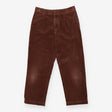 Brown Corduroy Trousers with Pleated Front & Butto