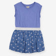 Dress blue with butterflies and silver sparkle bel