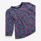 T-shirt long sleeve navy blue with floral print
