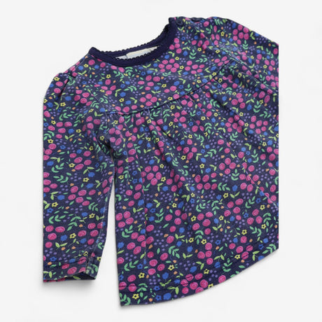 T-shirt long sleeve navy blue with floral print