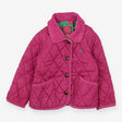 Coat pink quilted green horses lining