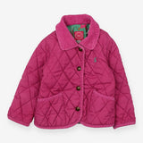 Coat pink quilted green horses lining