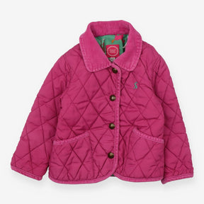 Coat pink quilted green horses lining