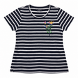 T-Shirt Striped Embroidered Floral Short Sleeve Na