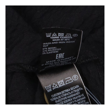 Black Crinkle Textured Modal Stretch V Neck Button