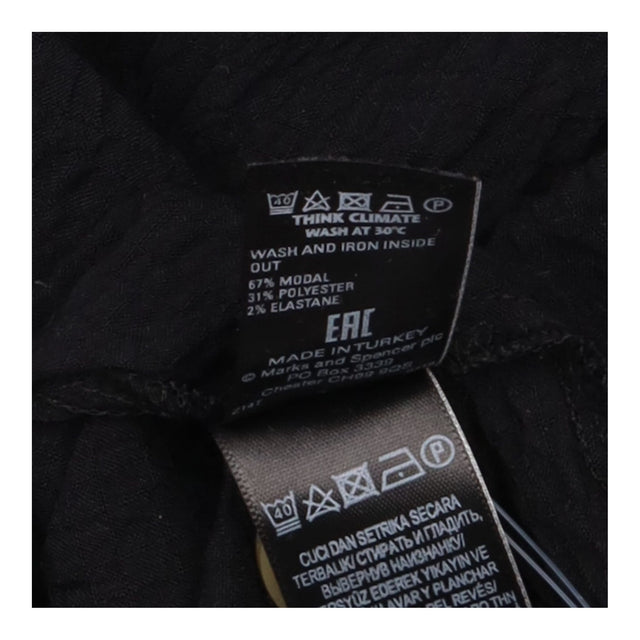 Black Crinkle Textured Modal Stretch V Neck Button
