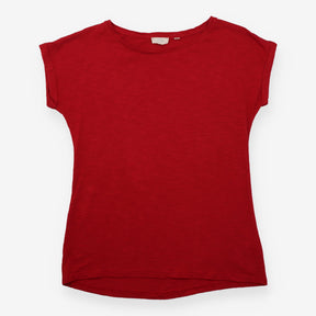 T-Shirt Short Sleeve Red Slub Crew Neck