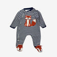 Navy stripe fox applique sleepsuit
