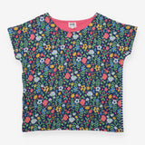 Jersey Top Navy Floral Stripe Organic Cotton