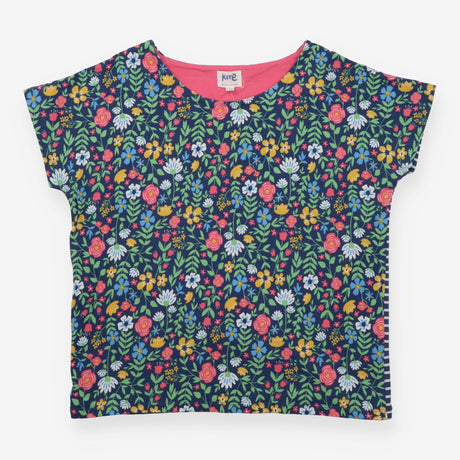 Jersey Top Navy Floral Stripe Organic Cotton