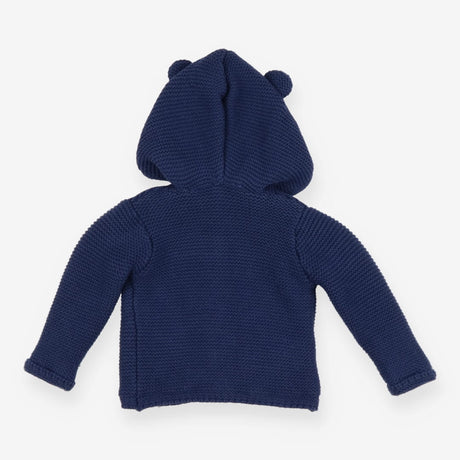 Knit hooded navy cardigan with bear ears