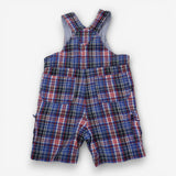 Dungarees shorties red blue white checks