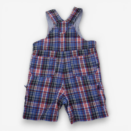 Dungarees shorties red blue white checks