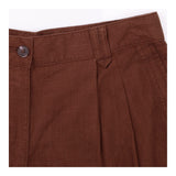 Shorts Brown Linen Blend High Waisted Pleat Front