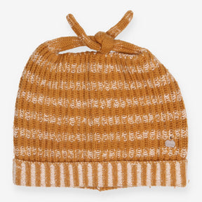 Knot Hat Knit Mustard and White