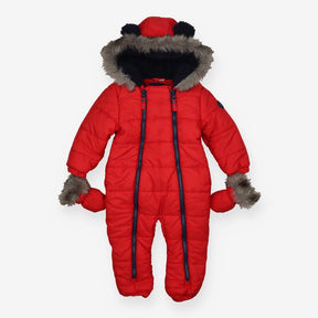 Pramsuit Red Puffer with Blue Zip 