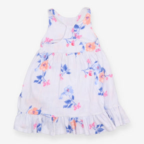 Blue Stripe Dress with Florals
