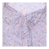 Blouse Pale Blue Floral Print Ruffle Front Long Sl
