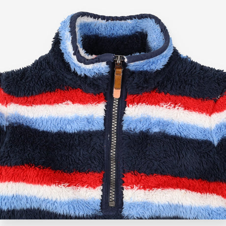 1/4 zip furry red white blue sweater