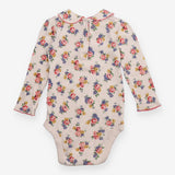 Bodysuit long sleeve white floral