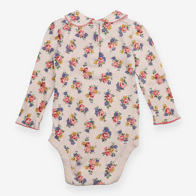 Bodysuit long sleeve white floral