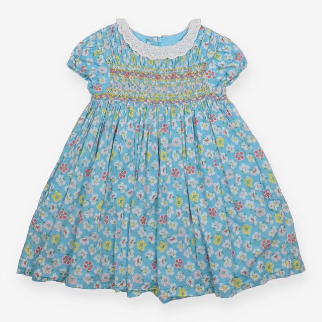Blue floral dress with lace collar