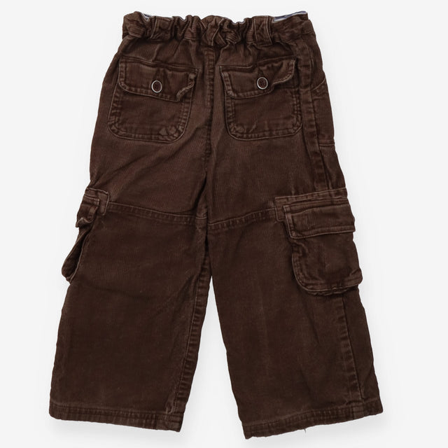 Brown Cord Cargo Trousers Striped Waistband