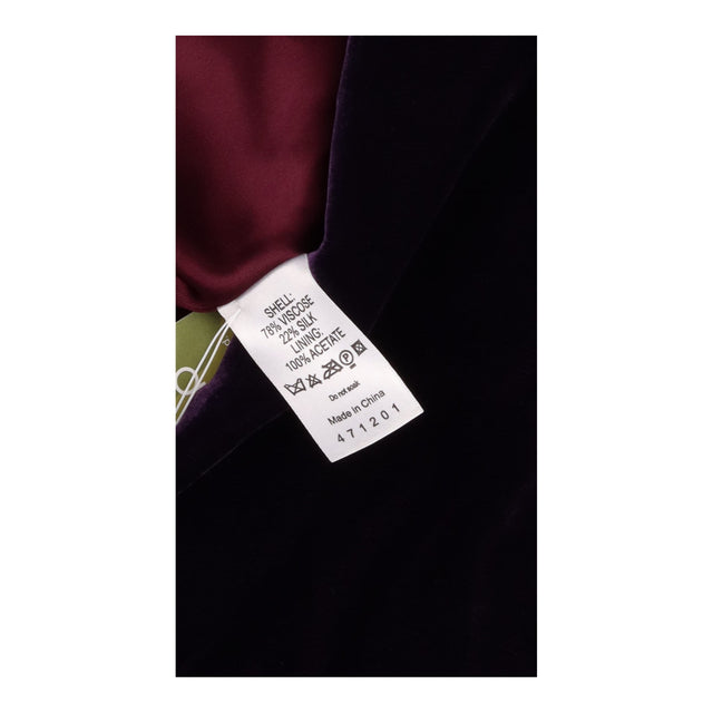 Velvet Blazer Silk Blend Open Front Purple