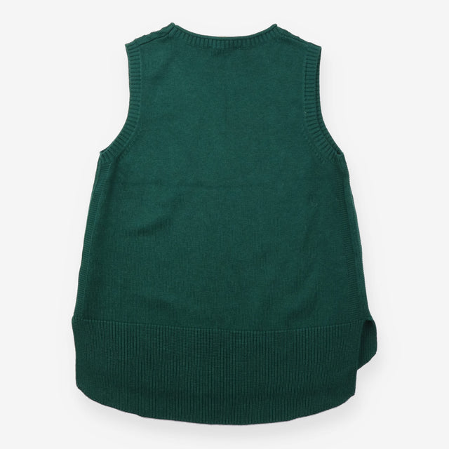 Green Textured Knit Sleeveless Sweater Vest