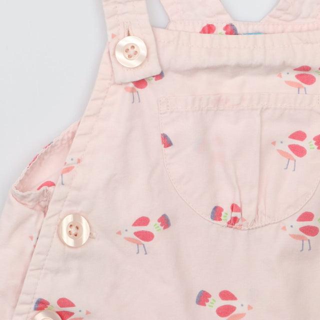 Dungaree shorties pink with birds