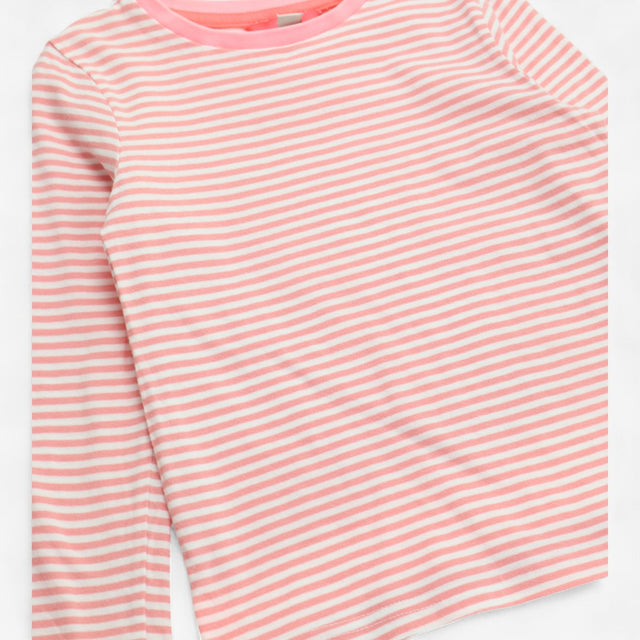 T-shirt long sleeve pink stripe with neon binding