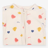 Cream Sleepsuit with Love Hearts