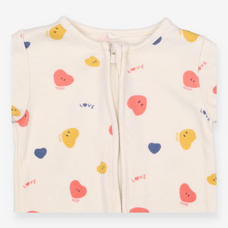 Cream Sleepsuit with Love Hearts